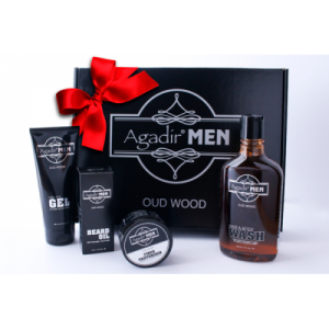 Agadir Men - Set cadou Sampon, Gel de par, Ulei Barba, Ceara mata - Gift men set 4 prod